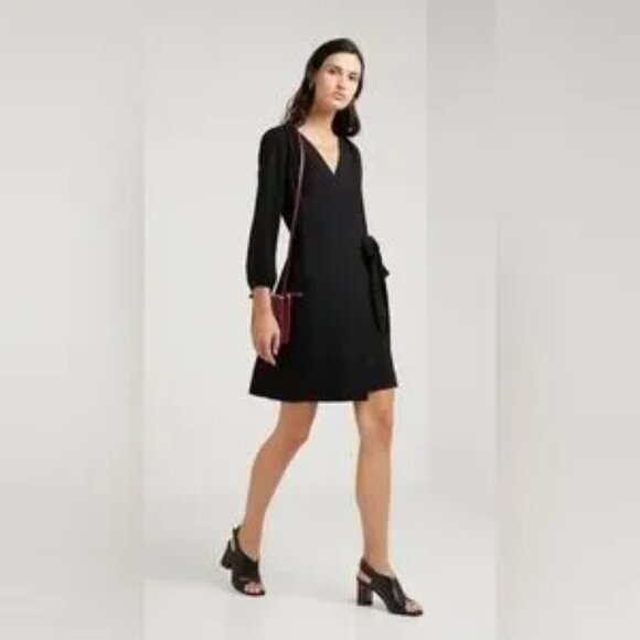 J Crew Wrap Dress Black 365 Crepe Classic Career Office Date Night Size 0 #H6292 - Picture 2 of 15